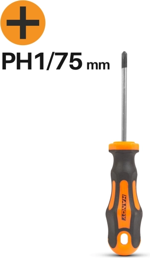Tournevis cruciforme PH1, 75 mm