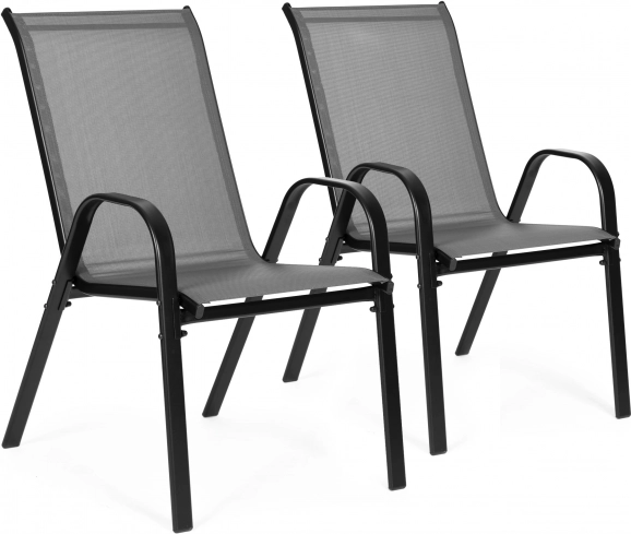 Set of 2 Garden Chairs for Patio or Balcony Grey MultiGarden