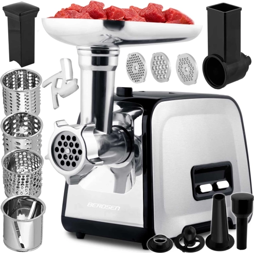 Berdsen electric meat grinder 450/1200 W with attachments