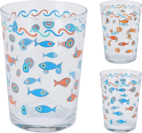 Verre à eau avec motif de poissons 510 ml