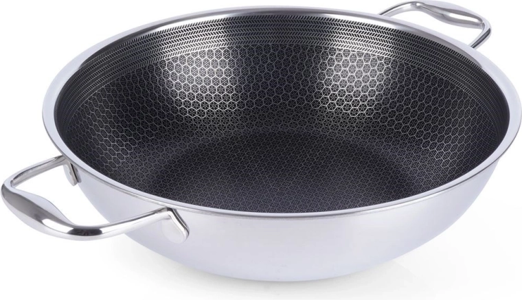 Wok antiadhésif en inox COOKCELL 28 cm