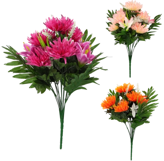 Kunstboeket lelies en chrysanten 42 × 24 × 24 cm