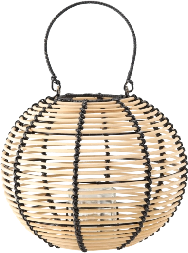 Houten lantaarn 29 × 24 cm in natuurlijke en zwarte kleur