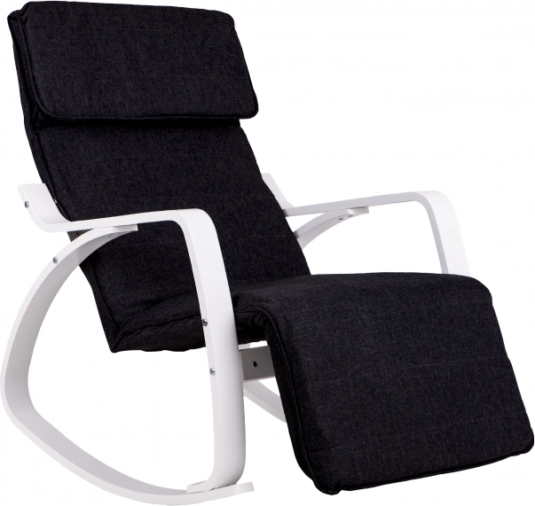 Fauteuil à bascule avec repose-pieds réglable de ModernHome en blanc et noir