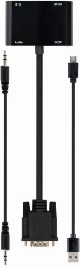 VGA to HDMI + VGA Converter Black, 15 cm