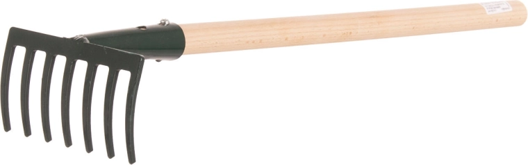 Râteau de jardin professionnel à 7 dents avec manche de 50 cm