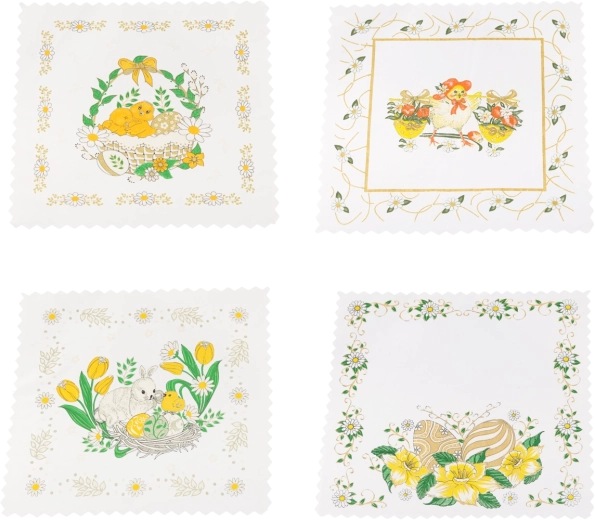 Oster-Serviette 36 × 36 cm aus Baumwolle und Polyester, schwarz mit gelben Akzenten