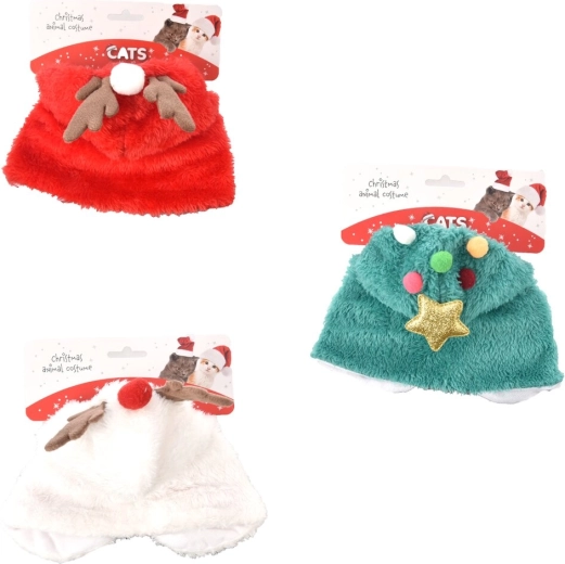 Weihnachtskostüm für Katze aus Polyester (Mix aus 3 Designs)