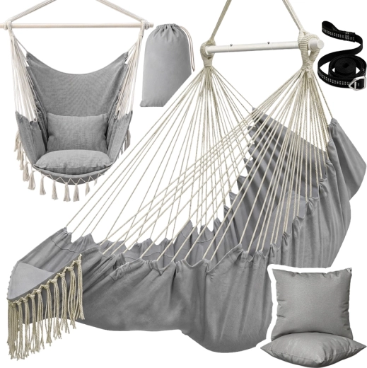 Fauteuil suspendu brésilien LUA Long gris clair