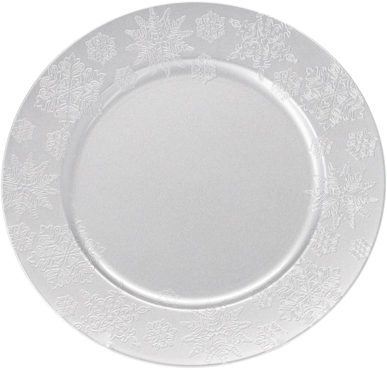 Dessous de plat rond argenté avec motif de flocons de neige 33 cm