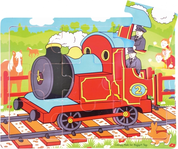 Puzzle en bois train, 9 pièces – BIGJIGS TOYS