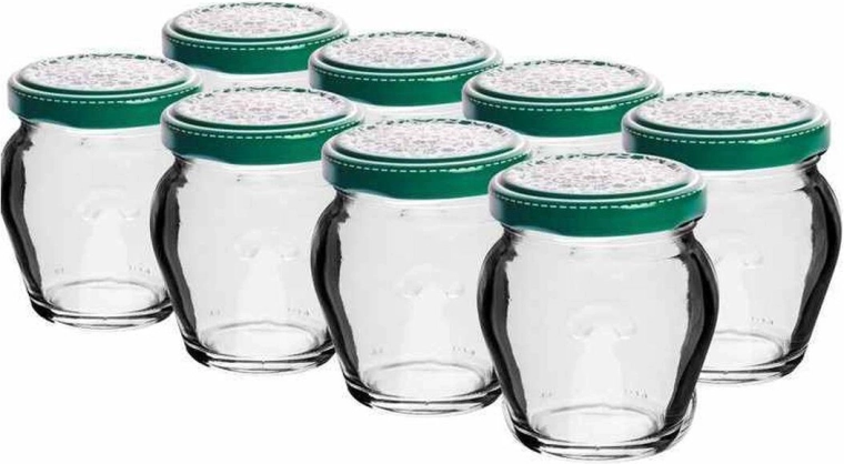 Gläser 106 ml mit bunten Deckeln, Set 8 Stk.