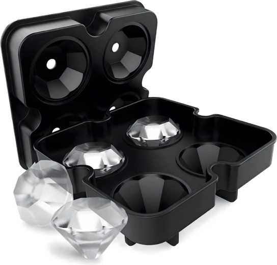 Moule en silicone pour glaçons – diamants XL, 4 cubes