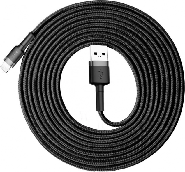 Baseus Cafule USB–Lightning-kabel 3 m, 2 A, zwart/grijs
