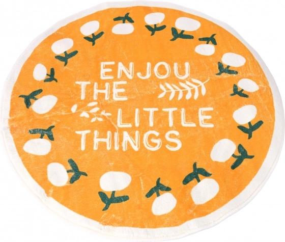 Ronde antislip tapijt 80 x 80 cm - patroon Flowers, geel