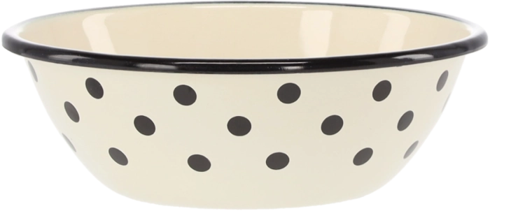Cream Enamel Bowl 0.6 L with Polka Dots