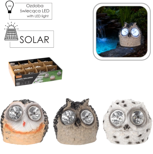 Lampe de jardin solaire chouette 11,5 × 10 × 11,2 cm