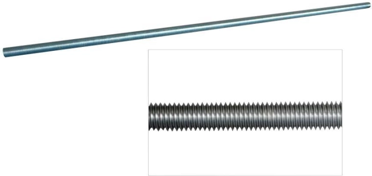 Draadstang M10 verzinkt DIN 975, sterkteklasse 4.8, 1 m