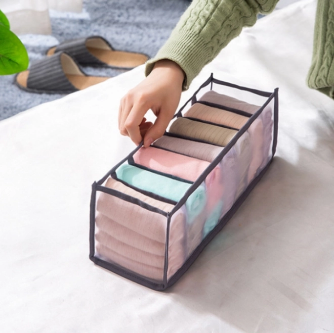 Organiseur de garde-robe 7 compartiments pour sous-vêtements - gris