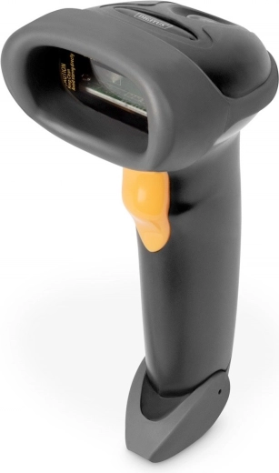 Wired 1D barcode scanner with USB-RJ45 cable and stand