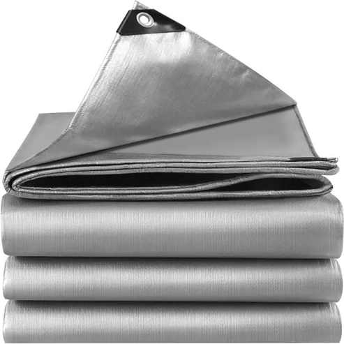 durable tarpaulin cover 4 × 5 m, silver