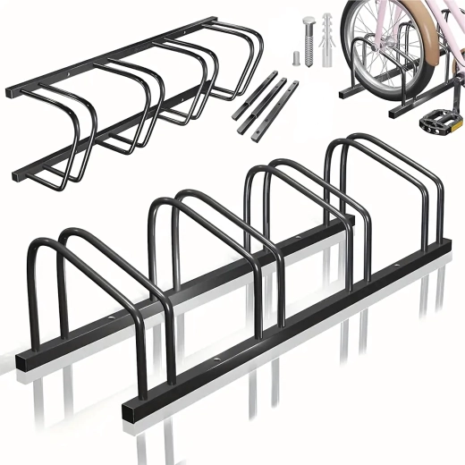 Standaard voor 4 fietsen van staal, zwart, groot 100 × 32,5 × 26 cm