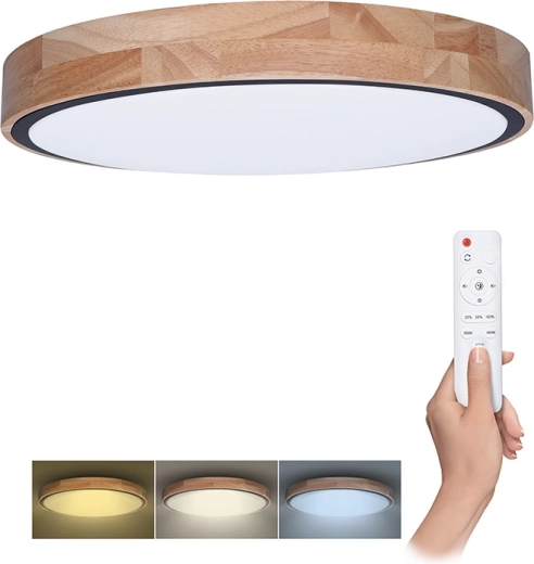 Solight LED plafond-/wandlamp Iron Oak met afstandsbediening, 60 W, 4200 lm, 51 cm, CCT, dimbaar