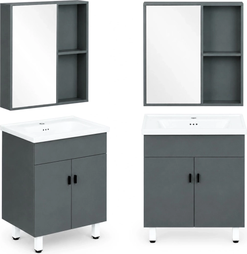 Meuble de salle de bain ModernHome avec vasque et armoire miroir