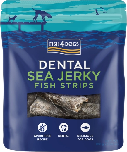 Fish4Dogs dental treats from white sea fish – strips 100 g
