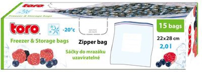 Lebensmittel-Zipbeutel zum Einfrieren TORO 2 l, 15 Stk.