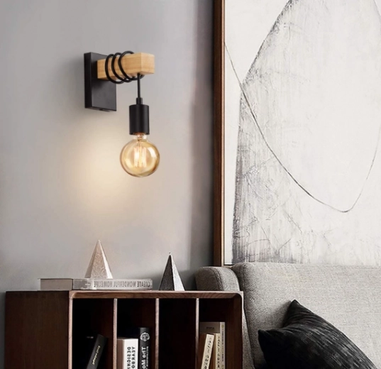 Applique murale Loft noir-bois