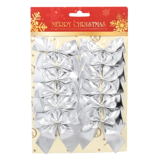 Lot de rubans de Noël argentés, rouges et dorés – 12 pcs