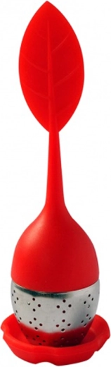 Infuseur à thé en acier inoxydable et silicone, rouge