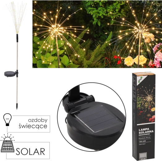 Solar-Gartenlampe Pusteblume, 150 LEDs, warmweiß, 90 cm