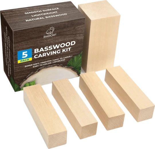 Set of Basswood Carving Blocks 5 pcs BEAVERCRAFT