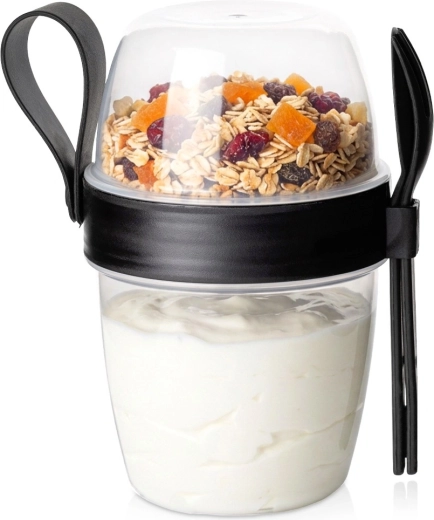 Vilde Reise-Joghurtbecher mit getrenntem Fach für Müsli und Besteck 700 ml