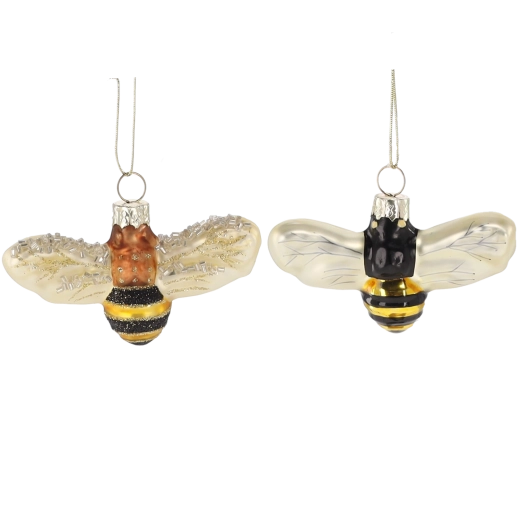 Glass Christmas ornament bee, hand-painted