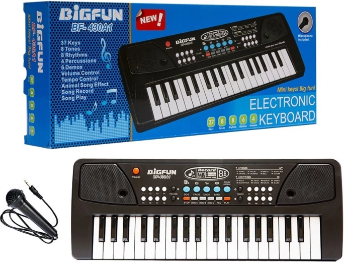 Elektronisch kinderkeyboard met microfoon, 37 toetsen - 1 stuk