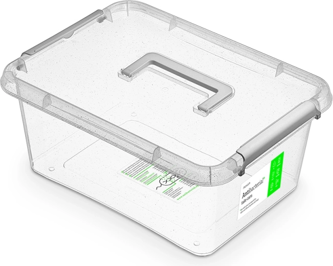 Antibacteriële opbergbox met deksel en handgreep 12,5 l