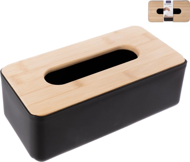 Box für Papiertaschentücher Black mit Bambusdeckel