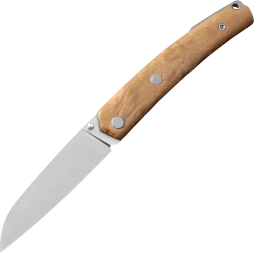 Petrified Fish Patte V7 pocket knife 8.7 cm, satin, white burl wood