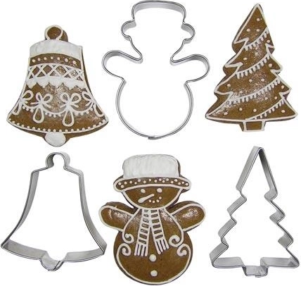 Ensemble d’emporte-pièces en acier inoxydable pour biscuits – cloche, sapin, bonhomme de neige (10 pcs)