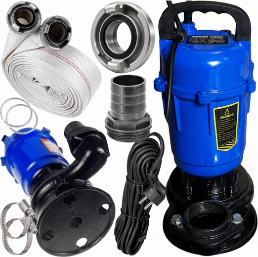 Pompe à eaux chargées pour eau propre et eau sale 750 W avec broyeur et tuyau