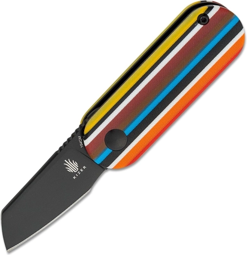 Zakmes Kizer Mini Bay 4,8 cm, zwart, meerkleurig G10‑handgreep