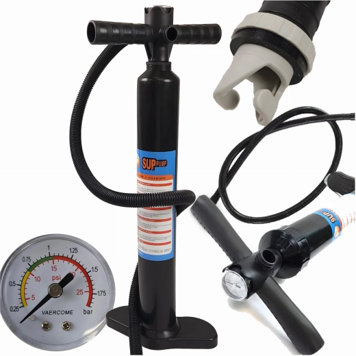 Hand-Doppelhubpumpe für SUP mit Manometer 25 PSI