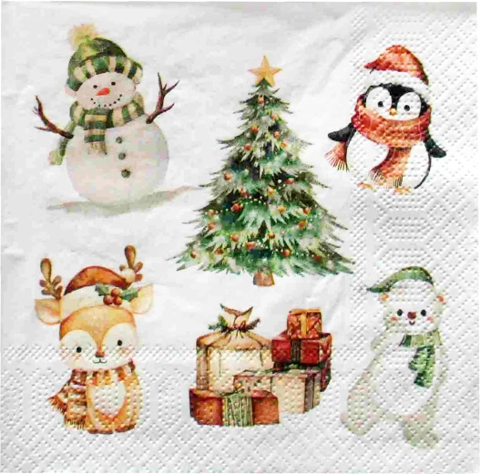 Kerstservetten met dieren 33 × 33 cm, 3-laags