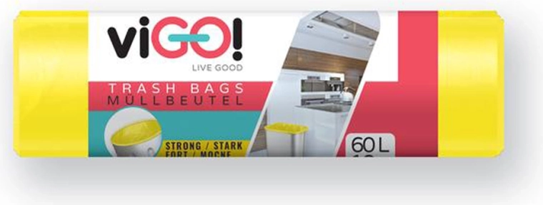 LDPE Garbage Bags 60 L Yellow 60 × 80 cm (10 pcs) VIGO