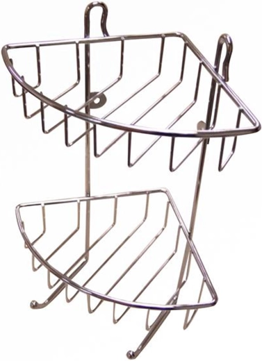 Hoekige tweelaagse badkamerplank, chroom