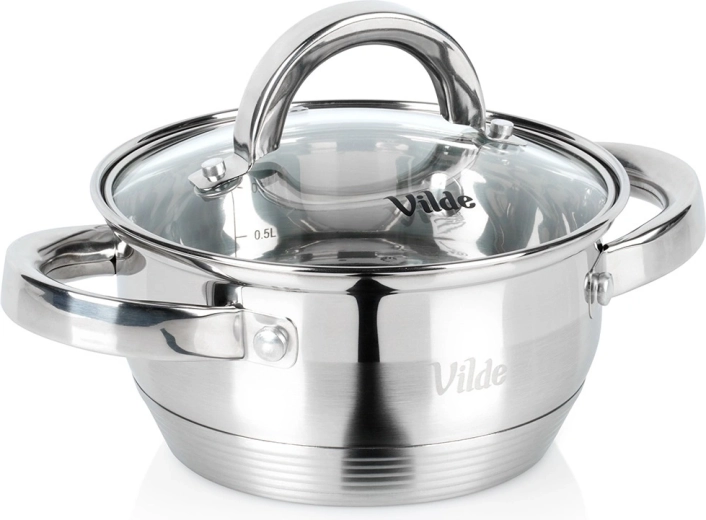 RVS pan met glazen deksel INOXCELLENT 14 cm, 1 l