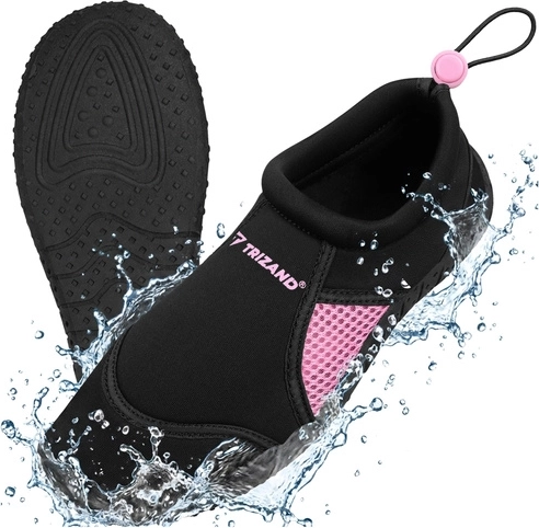 Wasserschuhe Trizand schwarz-rosa, Größe 39, Sohle 5 mm